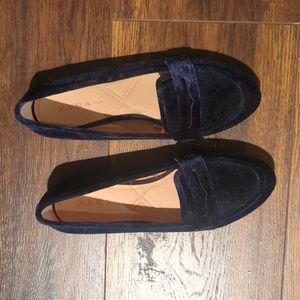 Zara Blue Velvet Size 37 Loafers